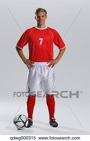 Soccer Player Standing With Ball View Large Photo Image Stock Photography - Soccer Player Standing With Ball. Fotosearch