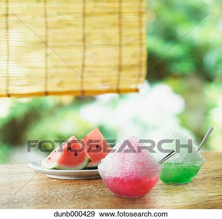 Watermelon and shaved ice View Large Photo Image Stock Photo - Watermelon and shaved ice . Fotosearch