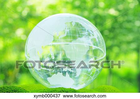 Stock Photo - Glass globe in a park. Fotosearch