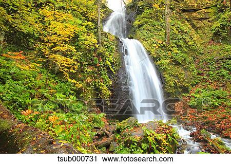 Stock Image - Autumn colors, Aomori Prefecture, Japan. Fotosearch