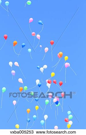 Balloons And Blue Sky View Large Photo Image Stock Image - Balloons And Blue Sky. Fotosearch