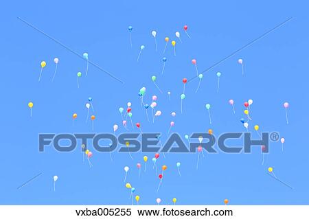 Balloons And Blue Sky View Large Photo Image Stock Photography - Balloons And Blue Sky. Fotosearch