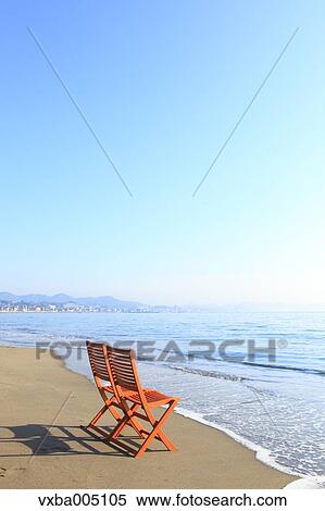 Chairs At The Beach At Sunset View Large Photo Image Stock Photography - Chairs At The Beach At Sunset. Fotosearch