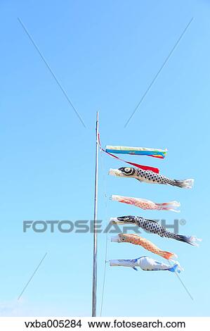 Flying Carps And Blue Sky View Large Photo Image Picture - Flying Carps And Blue Sky. Fotosearch
