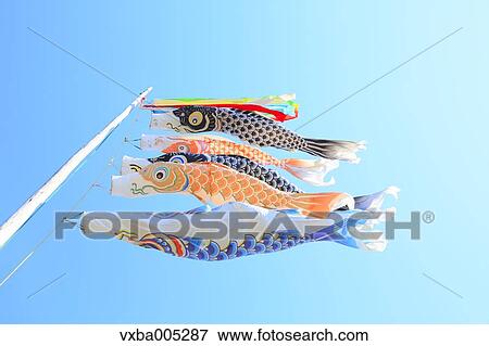 Flying Carps And Blue Sky View Large Photo Image Stock Photo - Flying Carps And Blue Sky. Fotosearch
