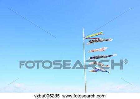 Flying Carps And Blue Sky View Large Photo Image Stock Photography - Flying Carps And Blue Sky. Fotosearch