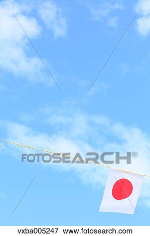 Japanese Flag And Blue Sky View Large Photo Image Stock Photo - Japanese Flag And Blue Sky. Fotosearch