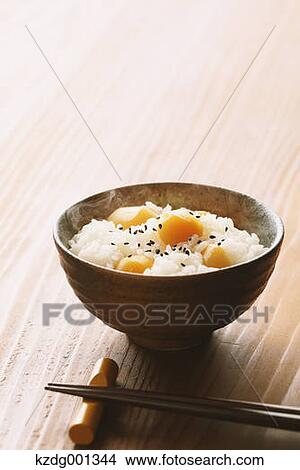 Picture - Japanese style chestnut rice. Fotosearch