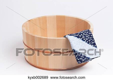Japanese style Onsen wooden water bowl View Large Photo Image Stock Photo - Japanese style Onsen wooden water bowl. Fotosearch