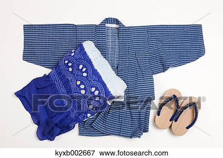 Japanese style Yukata and wooden clogs View Large Photo Image Stock Photo - Japanese style Yukata and wooden clogs. Fotosearch