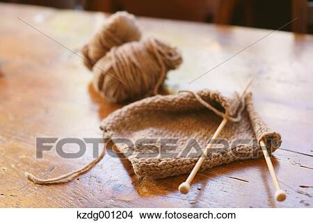 Knitting Set On Wooden Table View Large Photo Image Picture - Knitting Set On Wooden Table. Fotosearch