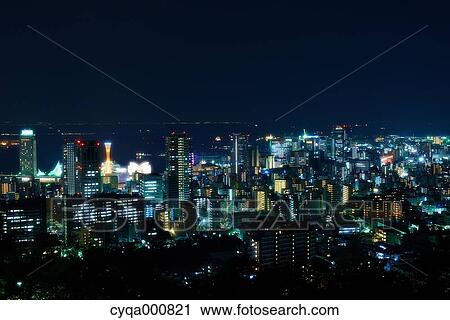 Kobe cityscape at night View Large Photo Image Stock Image - Kobe cityscape at night. Fotosearch