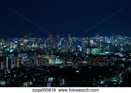 Kobe cityscape at night View Large Photo Image Stock Photo - Kobe cityscape at night. Fotosearch