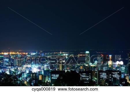 Stock Photo - Kobe cityscape at night. Fotosearch