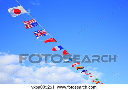 National Flags And Blue Sky View Large Photo Image Stock Image - National Flags And Blue Sky. Fotosearch