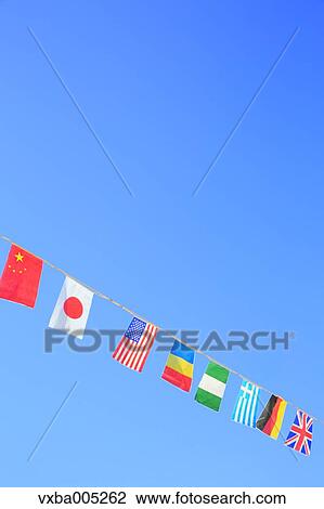 National Flags And Blue Sky View Large Photo Image Stock Image - National Flags And Blue Sky. Fotosearch