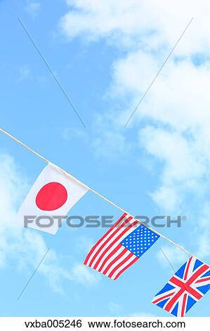 National Flags And Blue Sky View Large Photo Image Stock Photograph - National Flags And Blue Sky. Fotosearch
