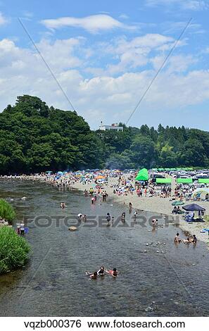 People Camping By A River, Japan View Large Photo Image Stock Photograph - People Camping By A River, Japan. Fotosearch