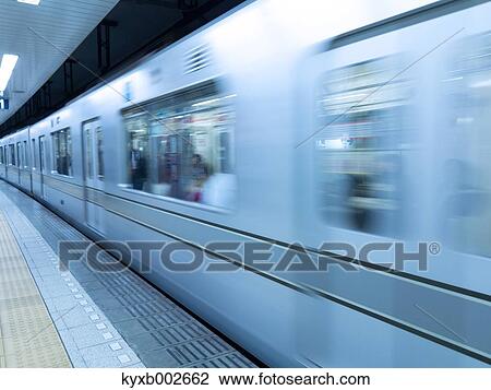 Stock Image - Subway train platform. Fotosearch