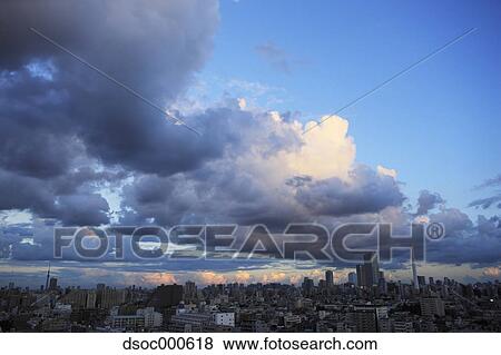 Tokyo Cityscape And Sky View Large Photo Image Stock Photo - Tokyo Cityscape And Sky. Fotosearch