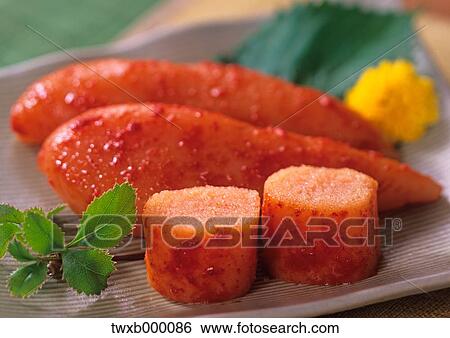 Stock Photograph - Marinated Pollock Roe. Fotosearch