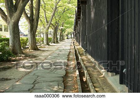 Stone paved walkway View Large Photo Image Stock Photograph - Stone paved walkway. Fotosearch