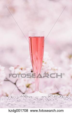 Stock Photo - Champagne and cherry blossoms. Fotosearch