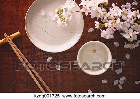 Chopsticks sake and cherry blossoms View Large Photo Image Stock Photography - Chopsticks sake and cherry blossoms. Fotosearch