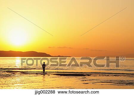 "Fisherman at sea at sunset, Chiba Prefecture, Japan" View Large Photo Image Stock Photo - "Fisherman at sea at sunset, Chiba Prefecture, Japan". Fotosearch