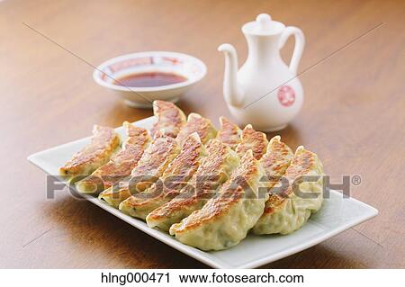 Stock Image - Gyoza dumplings. Fotosearch