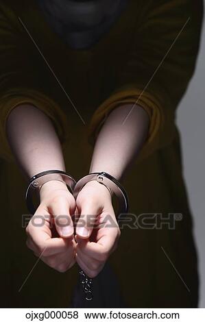 Stock Photo - Handcuffed arms. Fotosearch