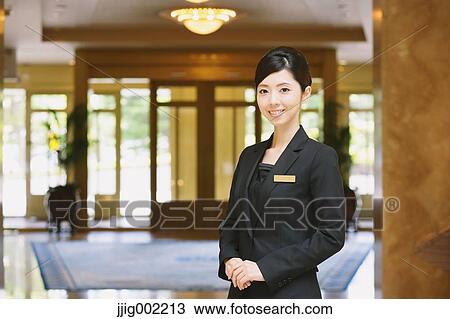 Japanese female hotel concierge View Large Photo Image Stock Image - Japanese female hotel concierge. Fotosearch