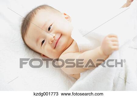 Stock Image - Japanese newborn portrait. Fotosearch