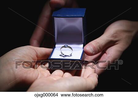 Picture - Man giving engagement ring. Fotosearch