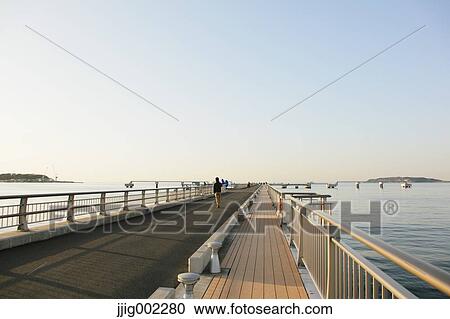Stock Image - "Promenade by the sea, Chiba Prefecture, Japan". Fotosearch