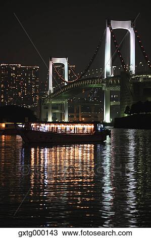 Stock Image - "View of Rainbow Bridge, Tokyo, Japan". Fotosearch