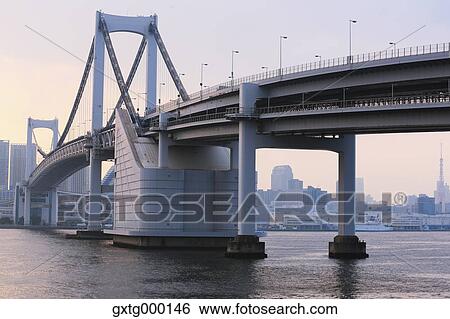 Stock Photograph - "View of Rainbow Bridge, Tokyo, Japan". Fotosearch