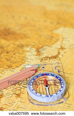 Map and compass View Large Photo Image Stock Photography - Map and compass. Fotosearch
