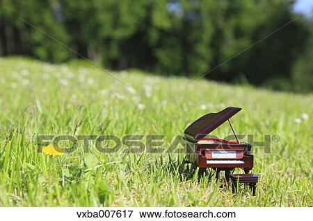Miniature piano in nature View Large Photo Image Stock Photo - Miniature piano in nature. Fotosearch