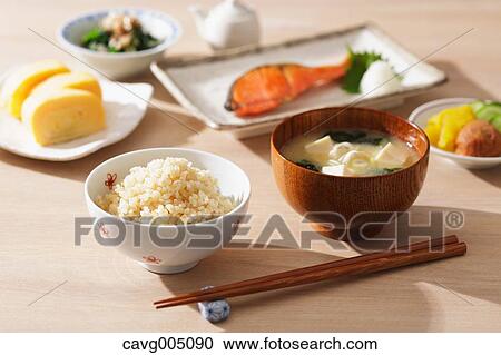 Stock Image - Japanese style breakfast. Fotosearch