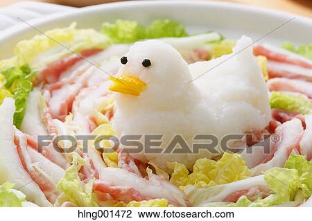 Japanese style casserole with grated radish animal decoration View Large Photo Image Stock Image - Japanese style casserole with grated radish animal decoration. Fotosearch