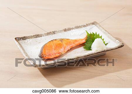 Stock Photograph - Japanese style grilled salmon. Fotosearch