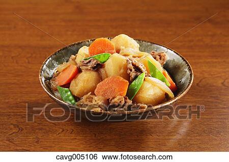 Japanese style meat and potatoes dish View Large Photo Image Stock Photograph - Japanese style meat and potatoes dish. Fotosearch