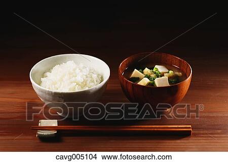 Miso soup and bowl of rice View Large Photo Image Picture - Miso soup and bowl of rice. Fotosearch