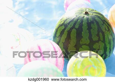 Stock Image - Watermelon in the water. Fotosearch