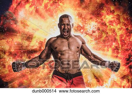 Bald male athlete in a fighting pose View Large Photo Image Picture - Bald male athlete in a fighting pose. Fotosearch