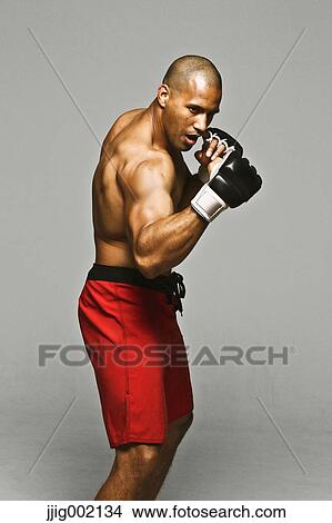 Bald male athlete in a fighting pose View Large Photo Image Picture - Bald male athlete in a fighting pose. Fotosearch