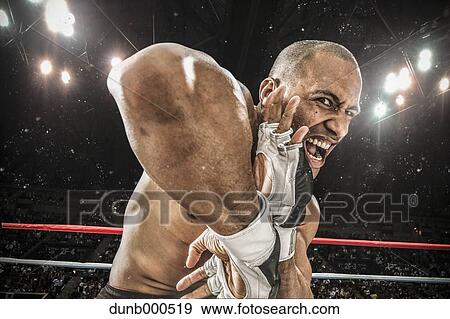 Bald male athlete in a fighting pose View Large Photo Image Stock Photo - Bald male athlete in a fighting pose. Fotosearch