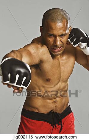 Bald male athlete in a fighting pose View Large Photo Image Stock Photography - Bald male athlete in a fighting pose. Fotosearch