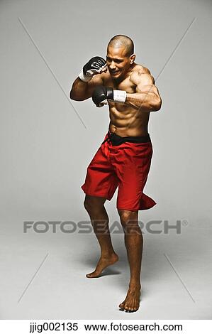 Bald male athlete in a fighting pose View Large Photo Image Stock Photography - Bald male athlete in a fighting pose. Fotosearch